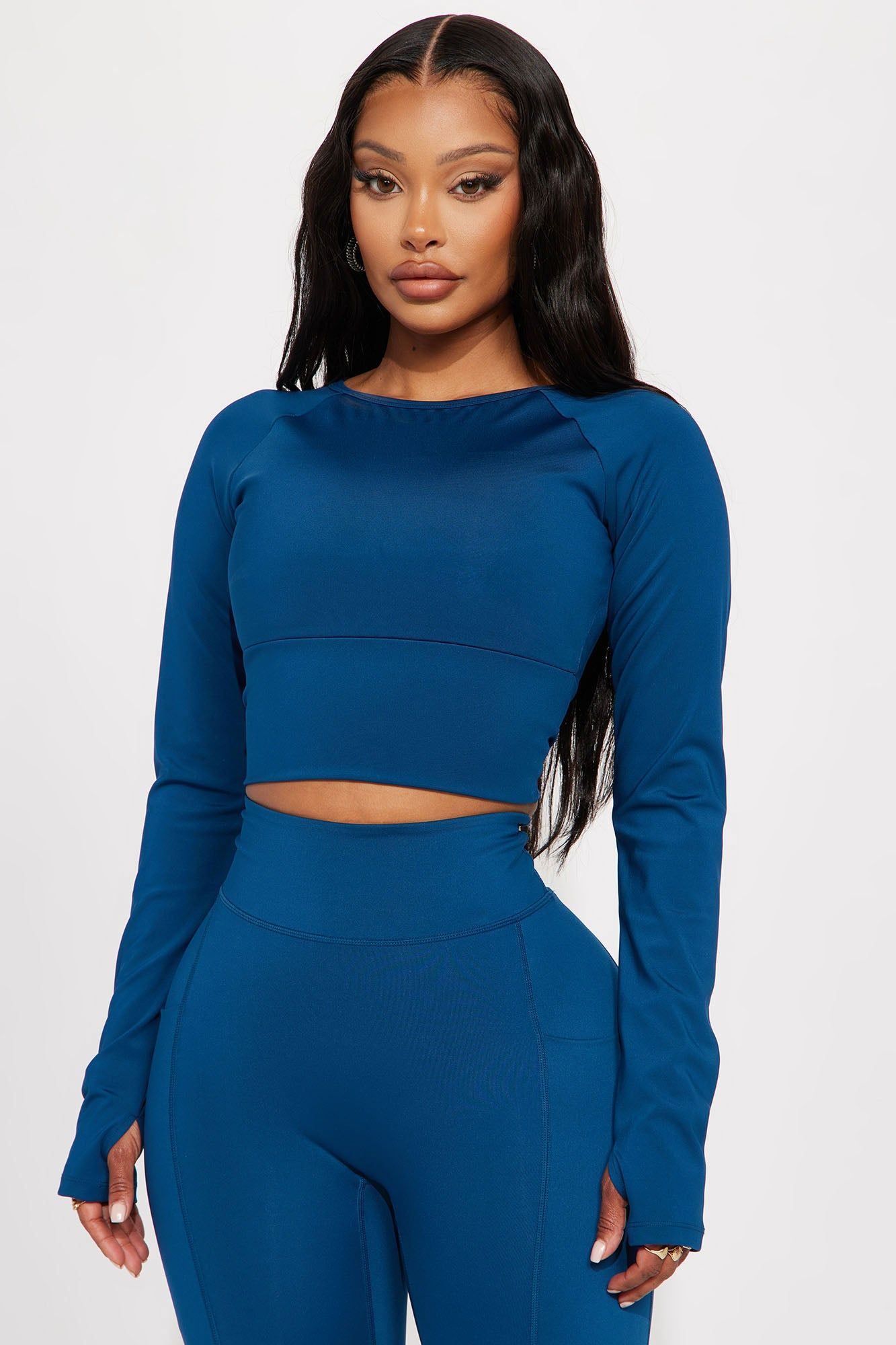 Warm Up Elevate Long Sleeve Active Top - Navy sold by Fashion Nova