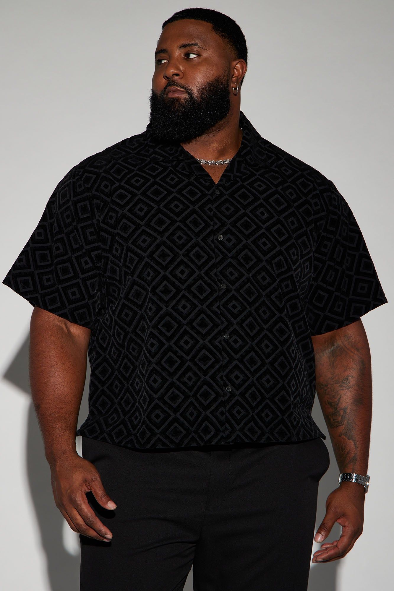 Infinite Lives Geometric Button Up Shirt - Black sold by Fashion Nova product image thumbnail 5