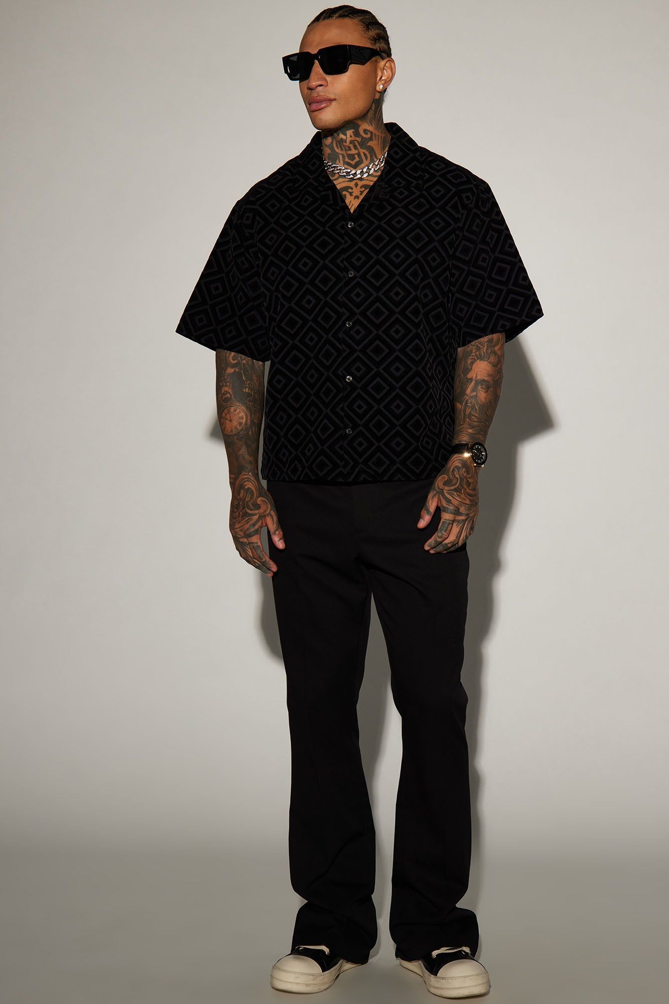 Infinite Lives Geometric Button Up Shirt - Black sold by Fashion Nova product image thumbnail 2