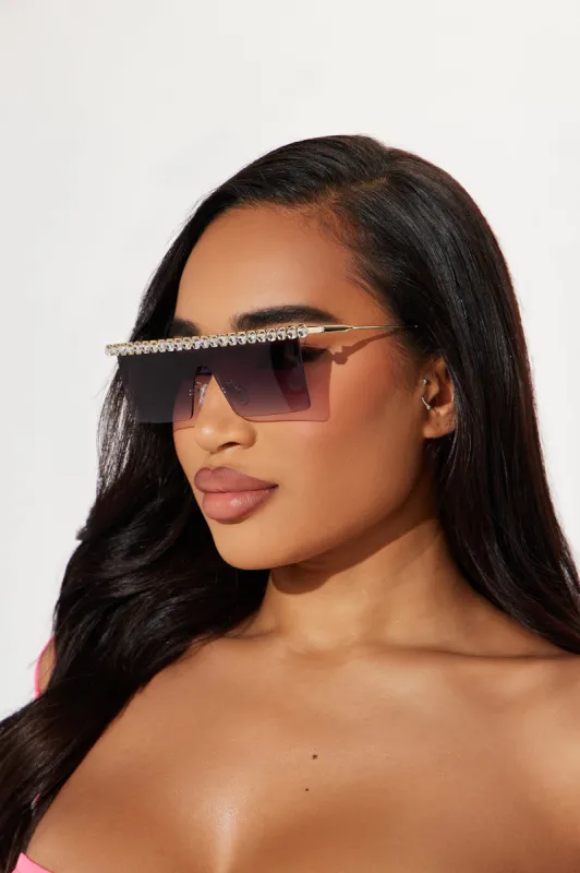 Bedazzle Baddie Sunglasses - Black sold by Fashion Nova