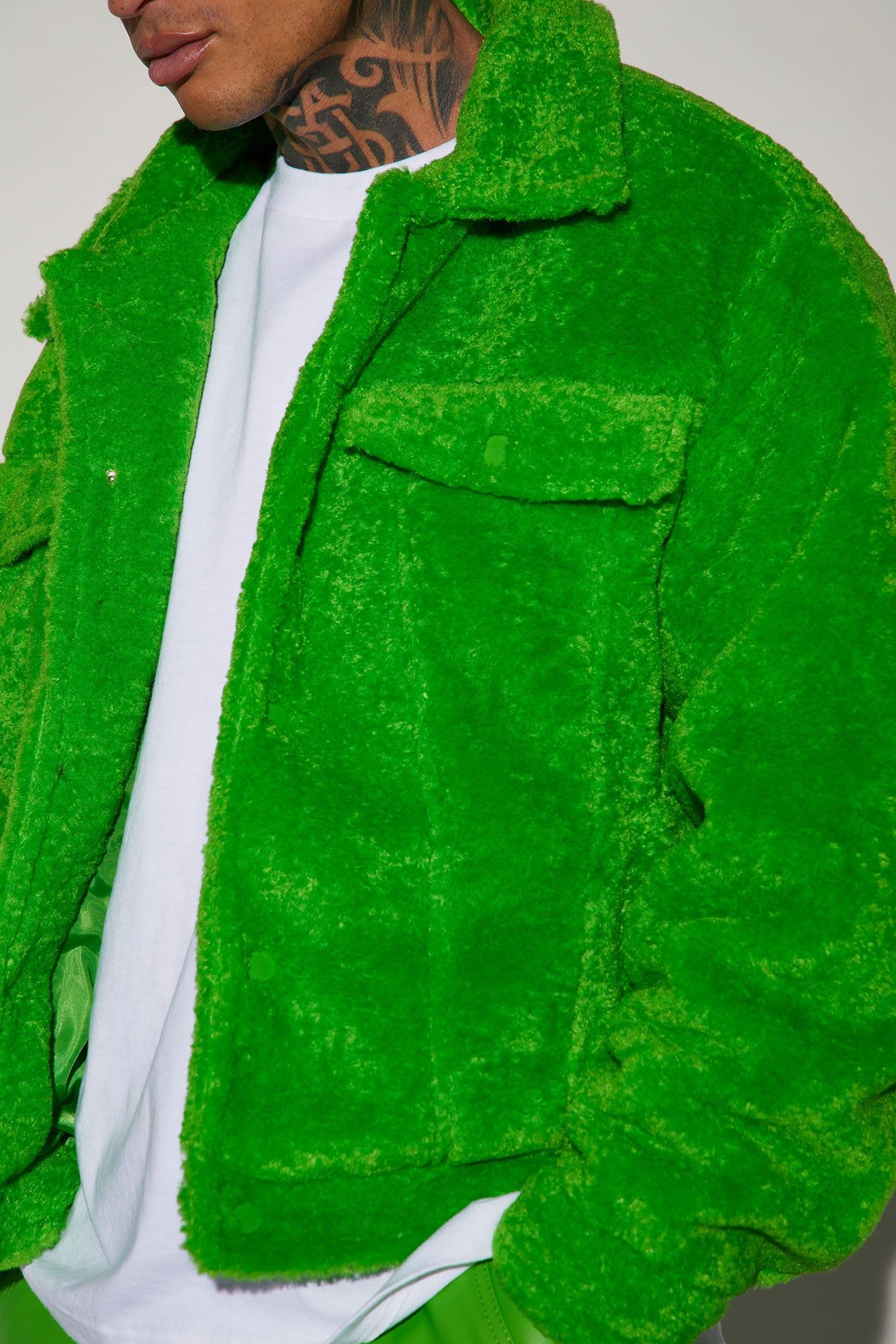 Tacoma Shearling Trucker Jacket - Green sold by Fashion Nova product image thumbnail 3