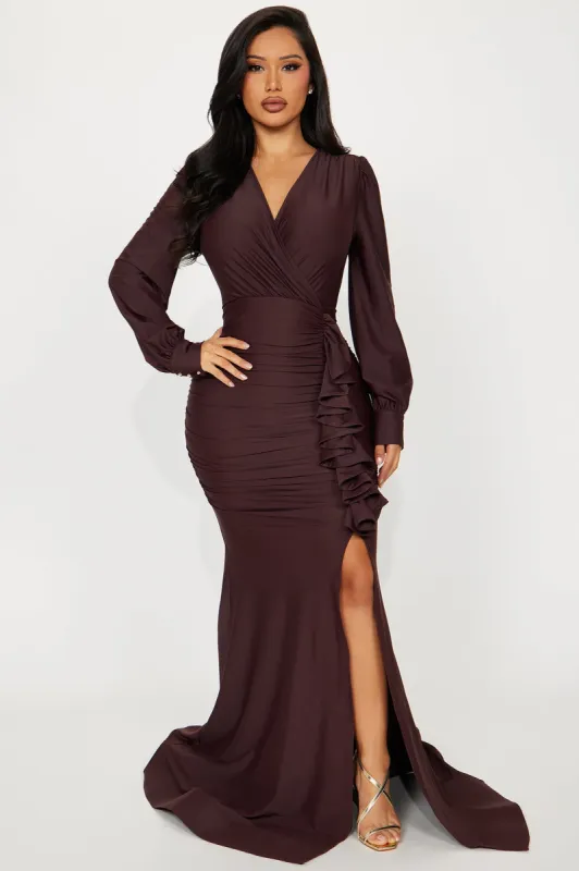 Wine And Dine Maxi Dress - Chocolate sold by Fashion Nova