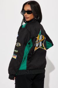 1929 Racer Bomber Jacket - Black/Green sold by Fashion Nova