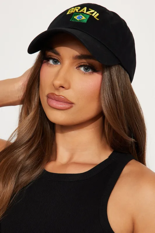 Brazil Vacay Baseball Hat - Black/combo sold by Fashion Nova