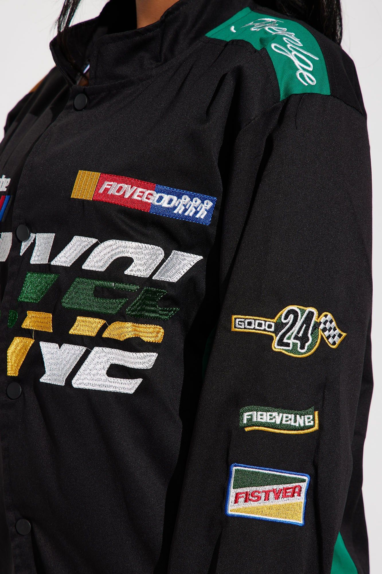 1929 Racer Bomber Jacket - Black/Green sold by Fashion Nova product image thumbnail 4