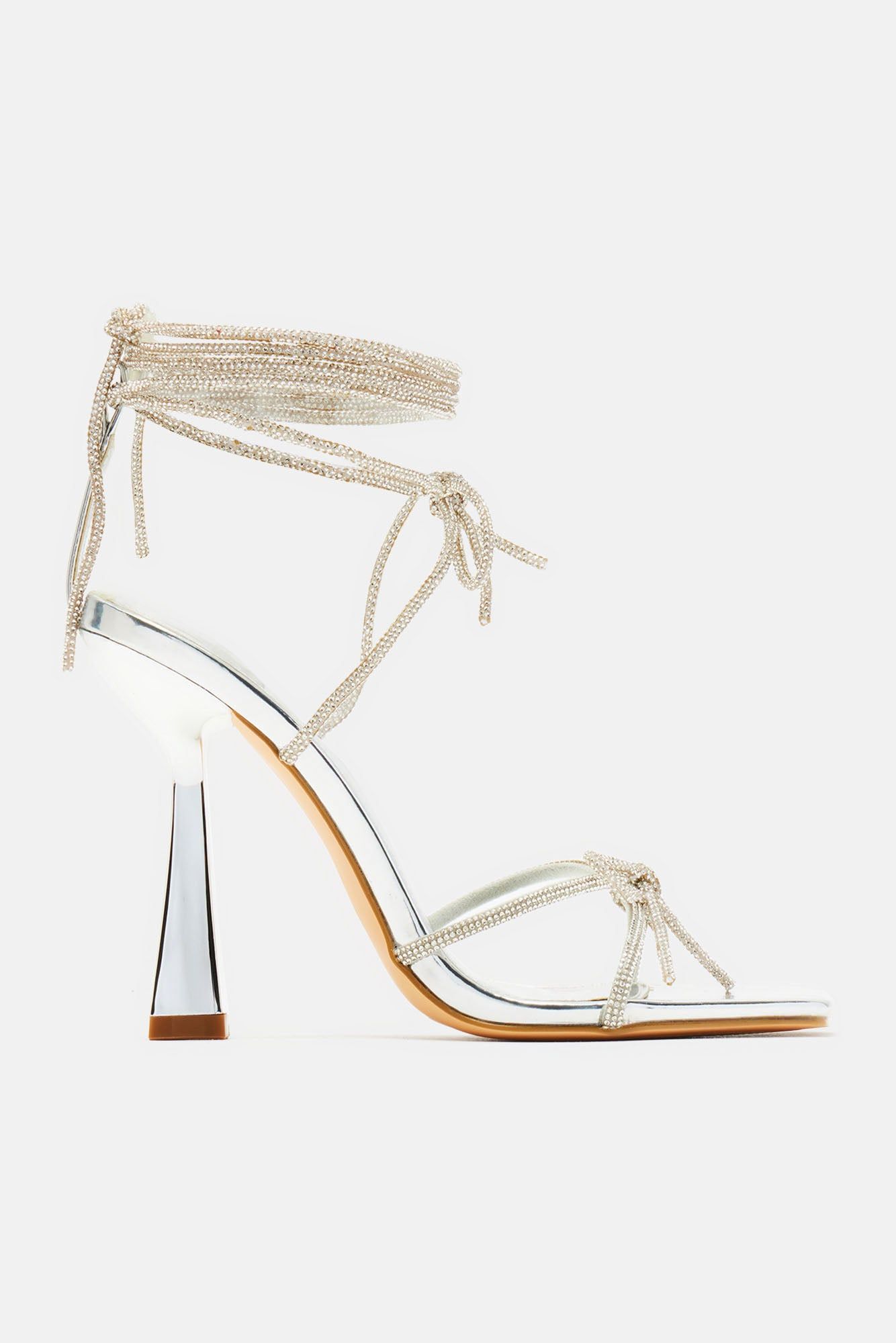 Flirty Girly Wrap Up Heels - Silver sold by Fashion Nova product image thumbnail 5