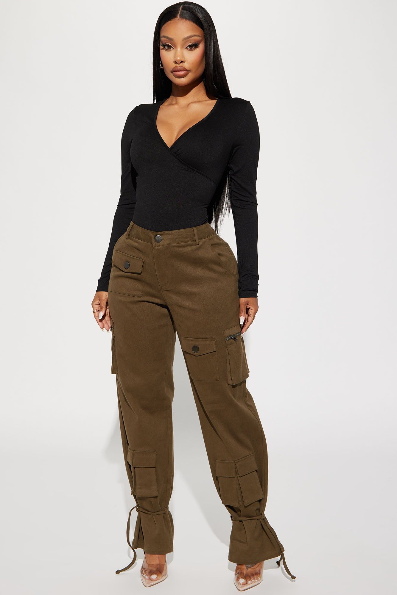 Out For The Night Cargo Pant - Olive sold by Fashion Nova