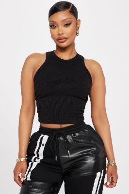 Ariana Ribbed Tee - Black sold by Fashion Nova