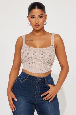 Summer In Capri Corset Top - Taupe sold by Fashion Nova