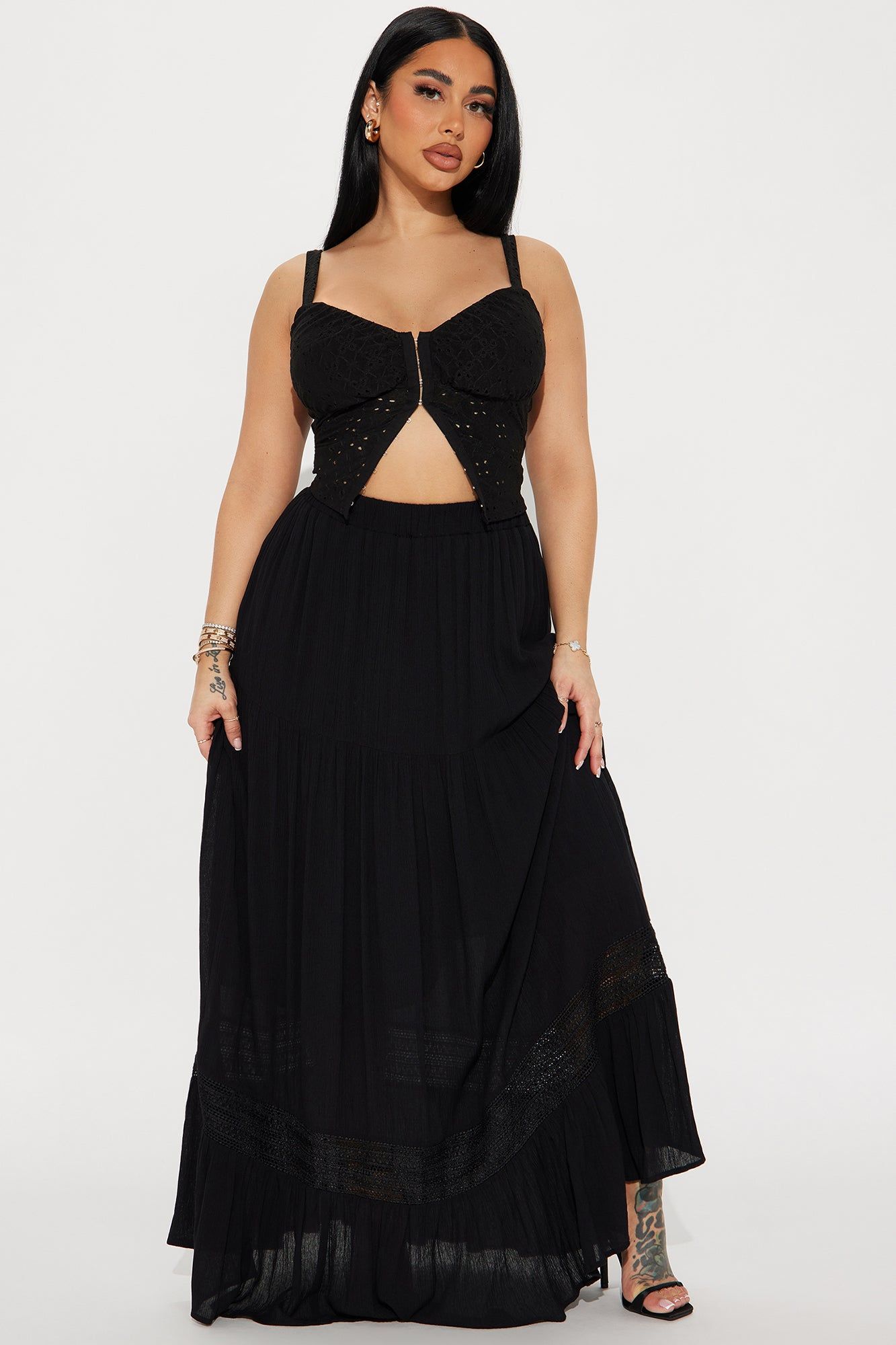 Florence Tiered Maxi Skirt - Black sold by Fashion Nova