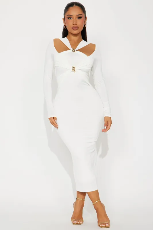 Jazlen Gold Hardware Midi Dress - Off White sold by Fashion Nova