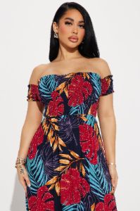 Maria Off Shoulder Maxi Dress - Multi Color sold by Fashion Nova