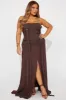 Andrea Cargo Denim Maxi Dress - Chocolate sold by Fashion Nova