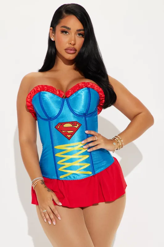 Supergirl Corset Top Costume - Blue/combo sold by Fashion Nova