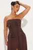 Andrea Cargo Denim Maxi Dress - Chocolate sold by Fashion Nova