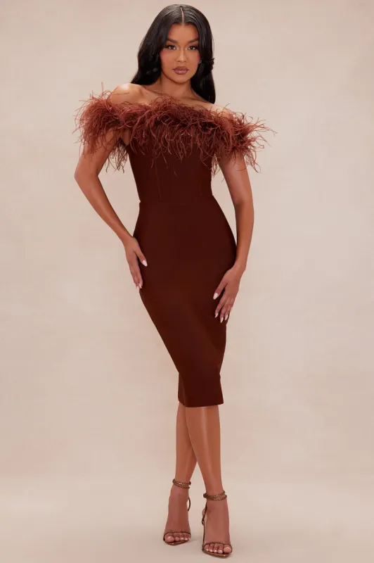 Rosalia Bandage Midi Dress - Chocolate sold by Fashion Nova