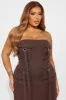 Andrea Cargo Denim Maxi Dress - Chocolate sold by Fashion Nova
