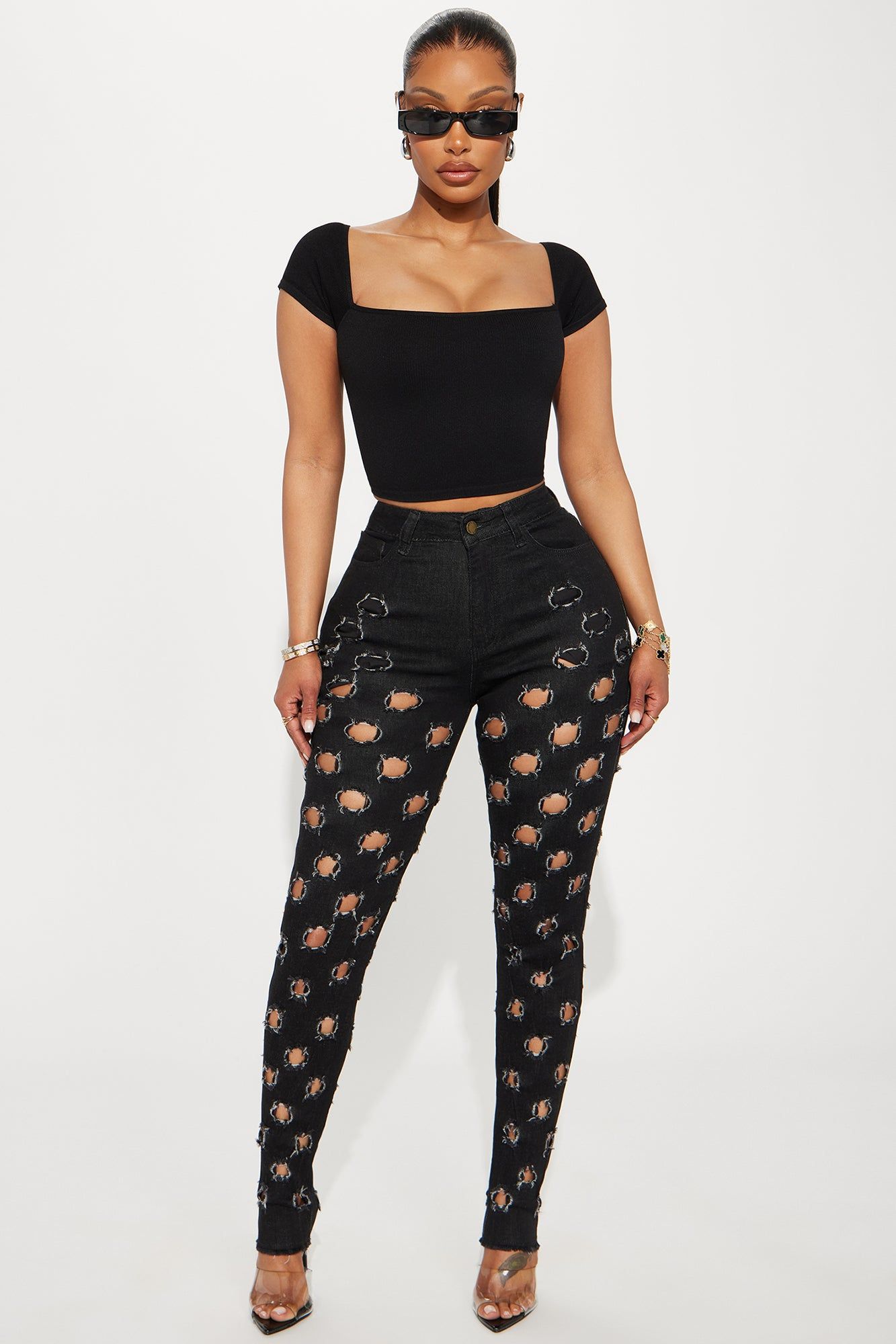 Harsh Truth Ripped Stretch Skinny Jeans - Black sold by Fashion Nova