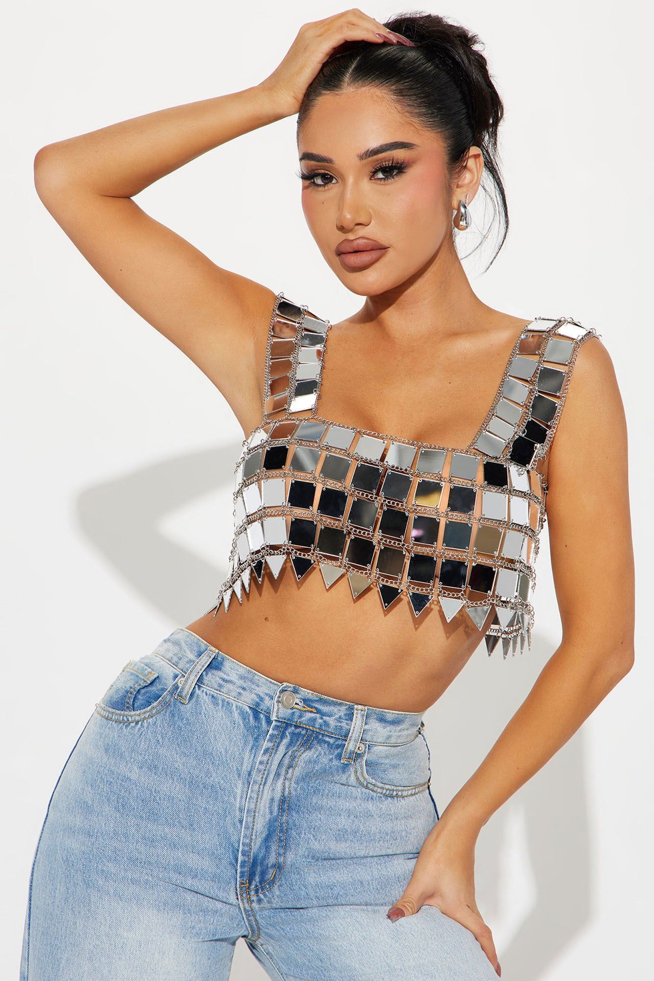 Yuma Metal Top - Silver sold by Fashion Nova