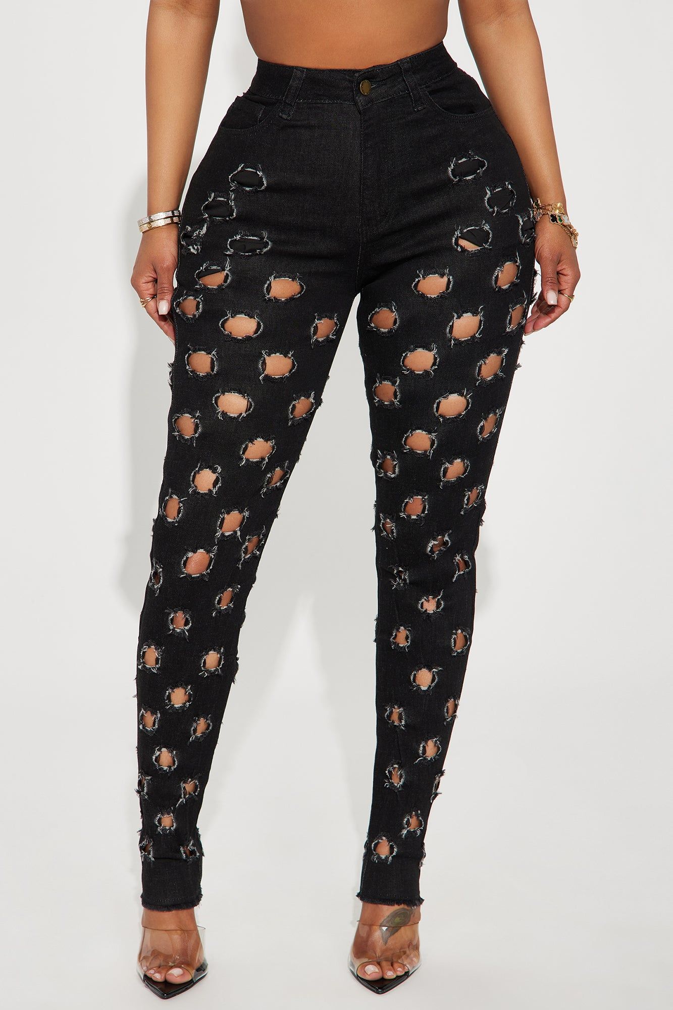 Harsh Truth Ripped Stretch Skinny Jeans - Black sold by Fashion Nova product image thumbnail 2