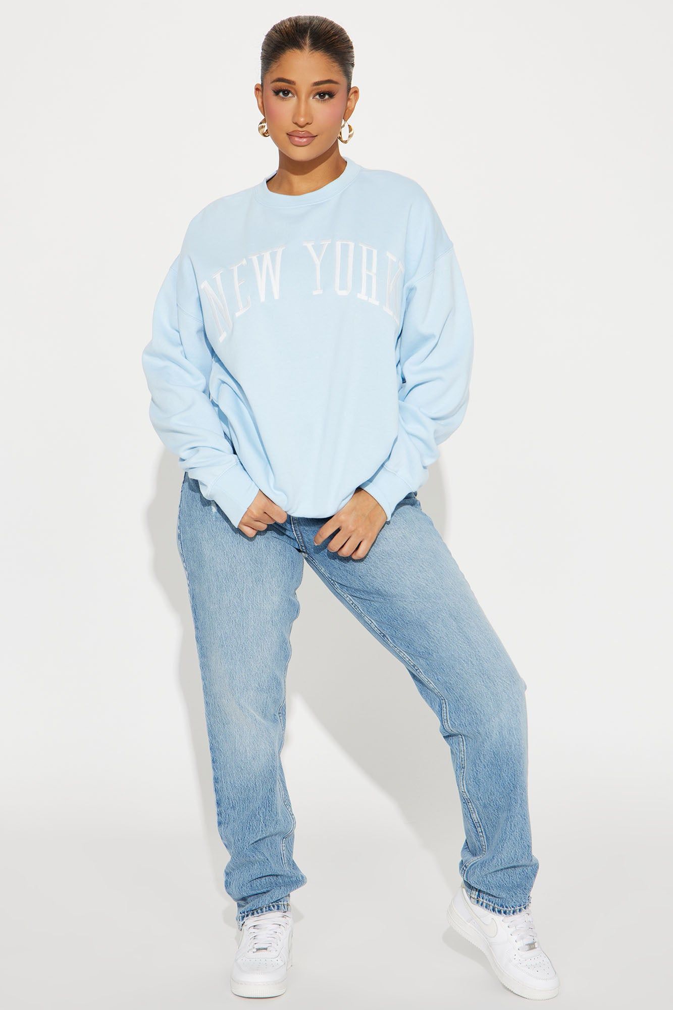 New York Embroidered Screen Sweatshirt - Blue sold by Fashion Nova product image thumbnail 2