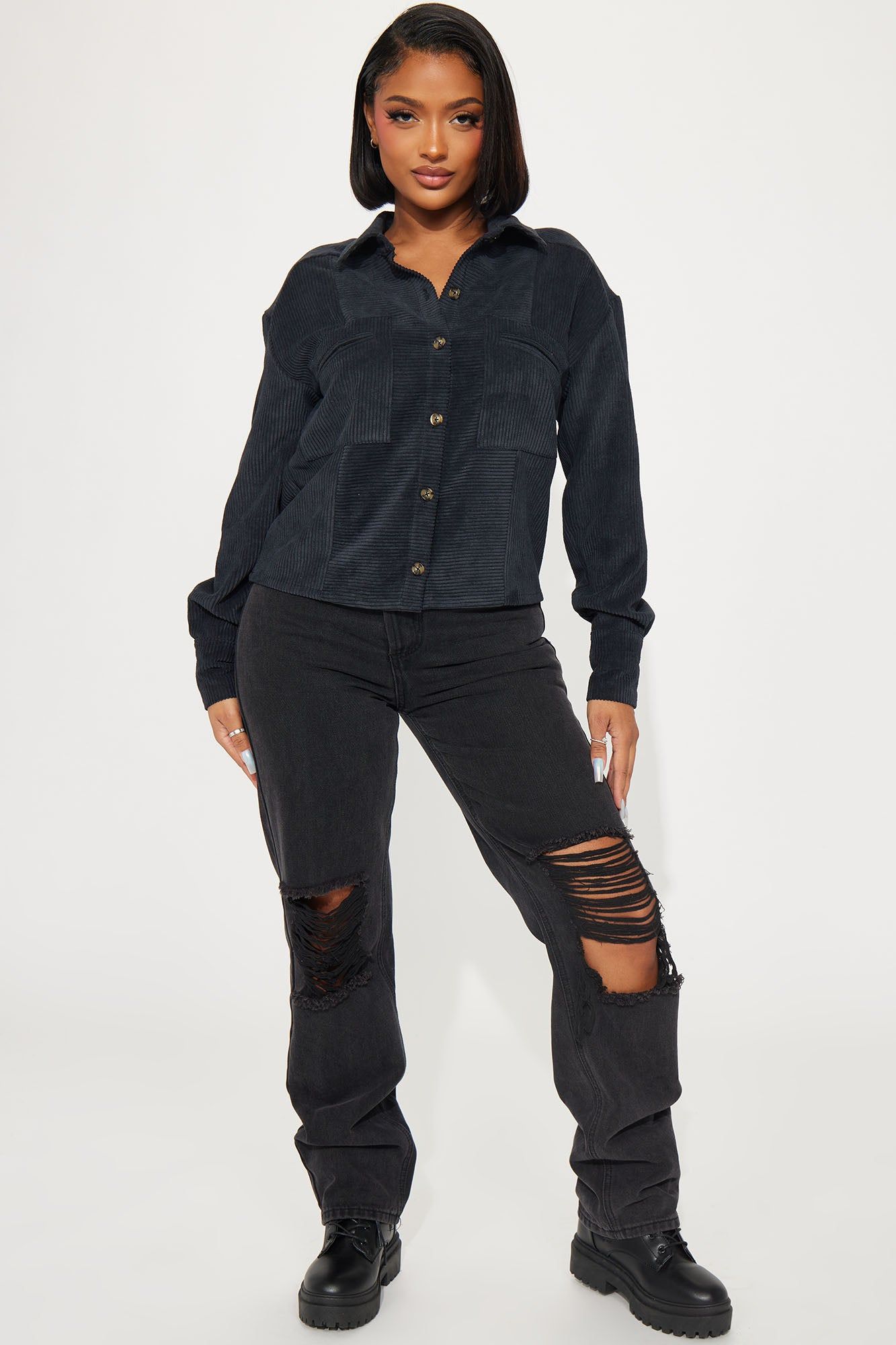 Zaire Corduroy Shirt - Black sold by Fashion Nova product image thumbnail 2
