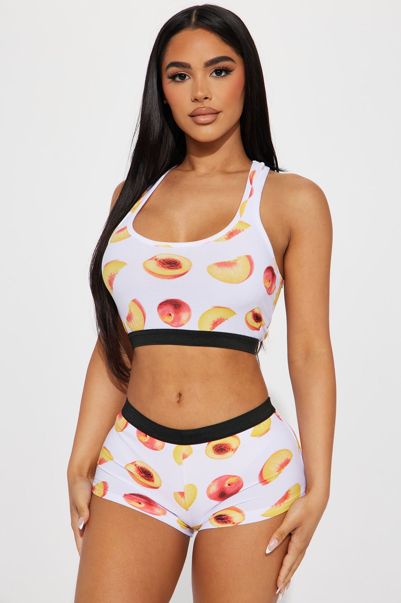 Peachy Dreams PJ Boxer Set - White/combo sold by Fashion Nova