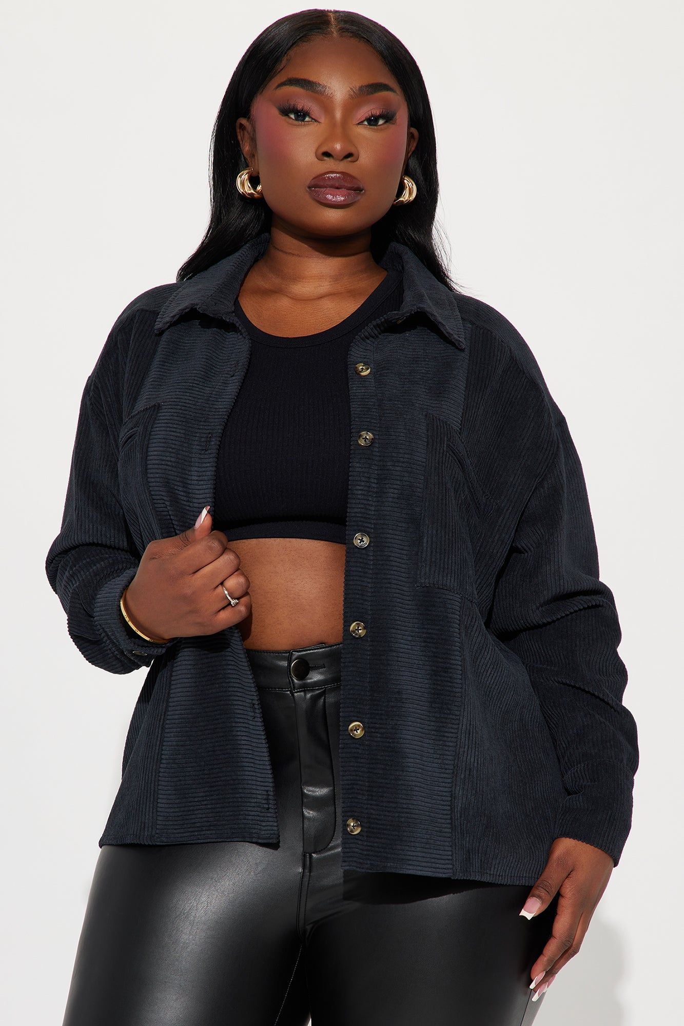 Zaire Corduroy Shirt - Black sold by Fashion Nova product image thumbnail 4