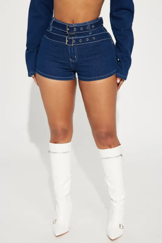 In My Element Belted Denim Shorts - Dark Wash sold by Fashion Nova