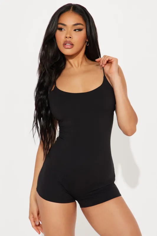 Deborah Double Lined Romper - Black sold by Fashion Nova