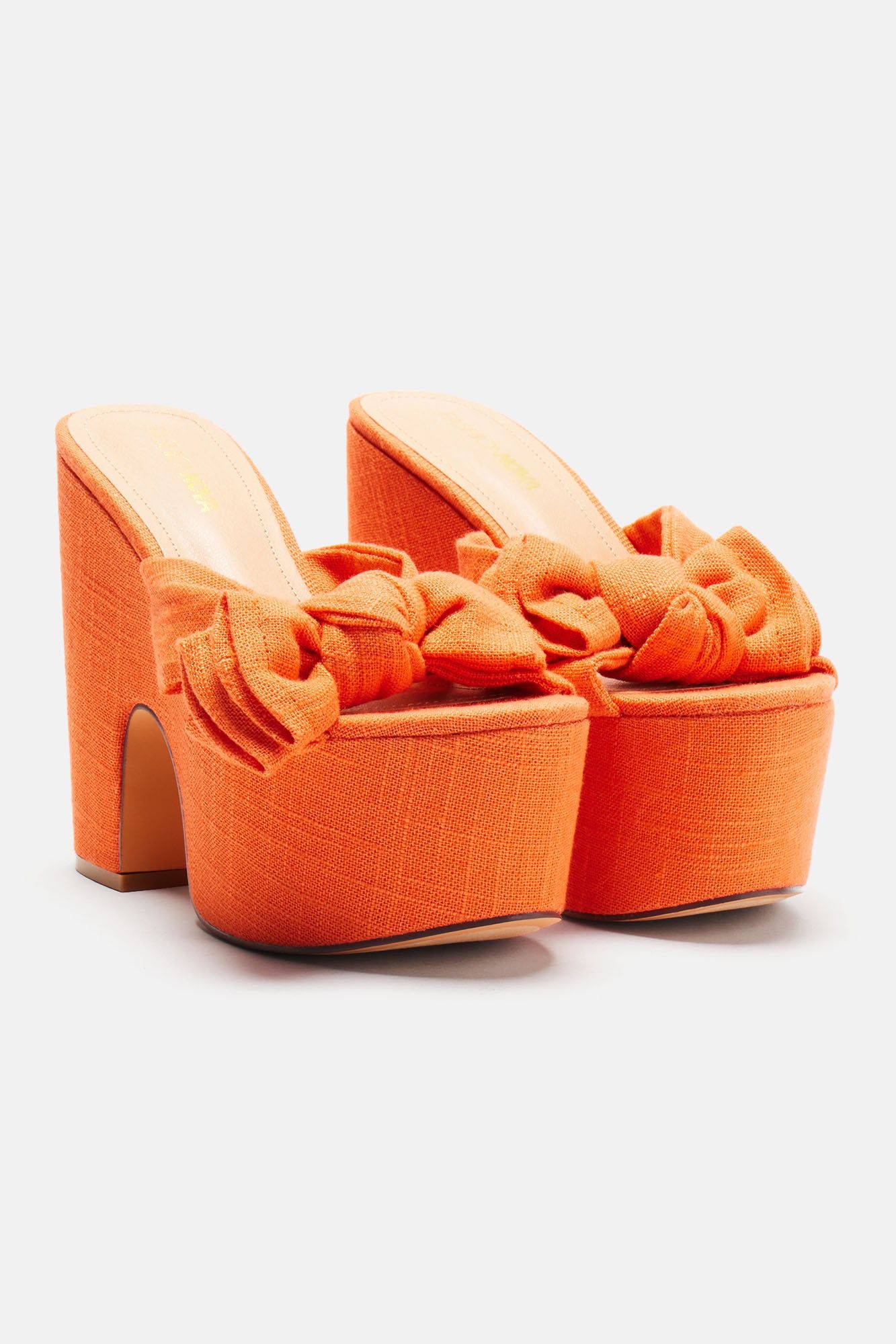 Mabel Bow Linen Platform Mules - Orange sold by Fashion Nova product image thumbnail 4