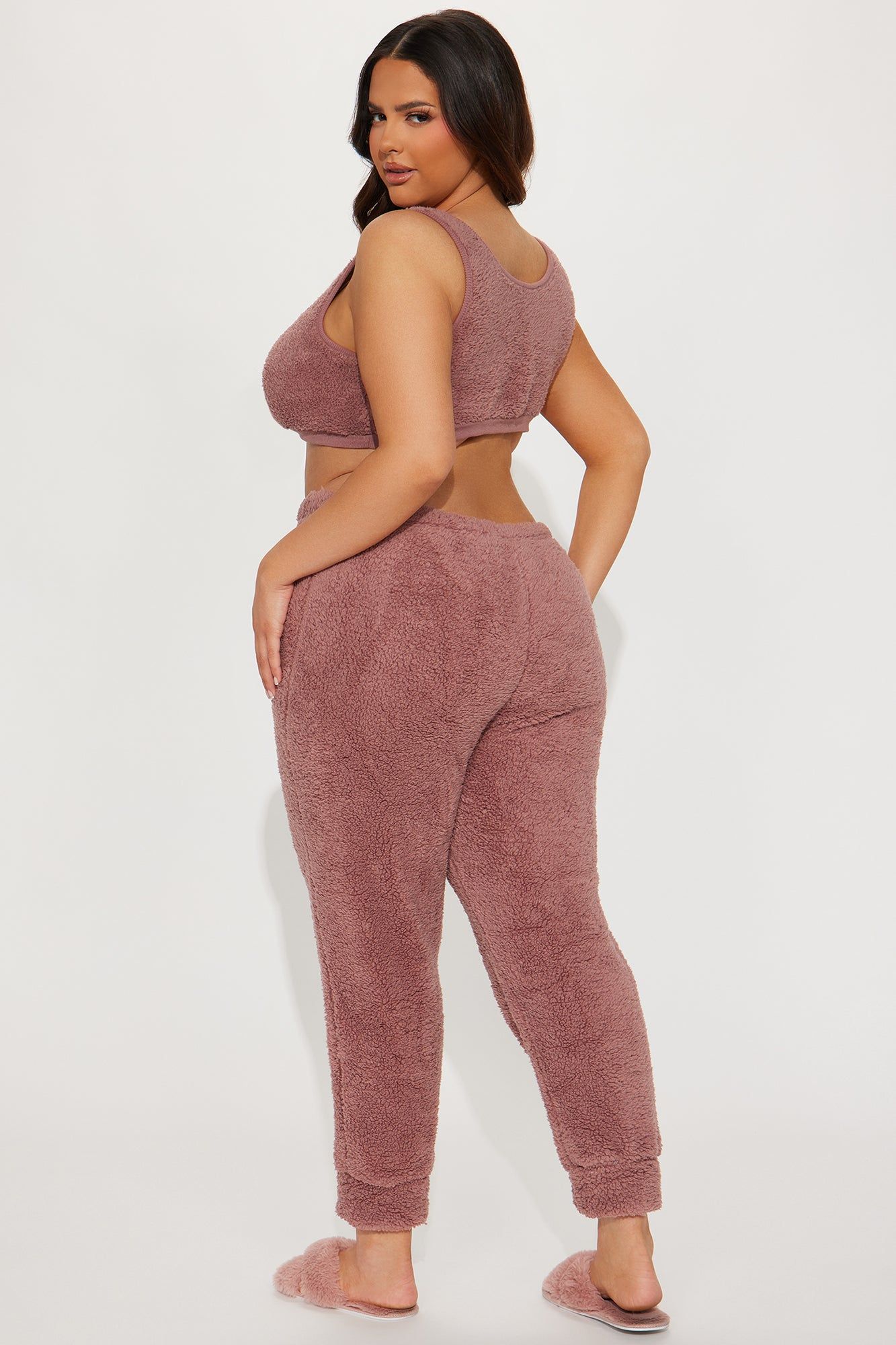 Cozy Mood Sherpa PJ Pant Set - Burgundy sold by Fashion Nova product image thumbnail 3