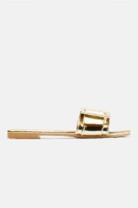 No Attitude Buckle Sandals - Gold sold by Fashion Nova