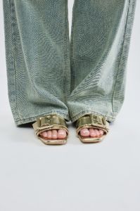 No Attitude Buckle Sandals - Gold sold by Fashion Nova