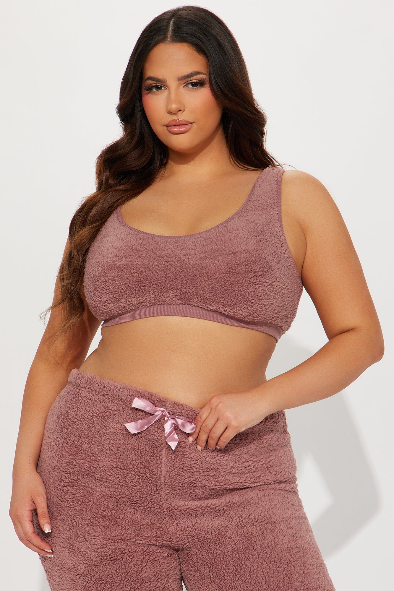 Cozy Mood Sherpa PJ Pant Set - Burgundy sold by Fashion Nova product image thumbnail 2