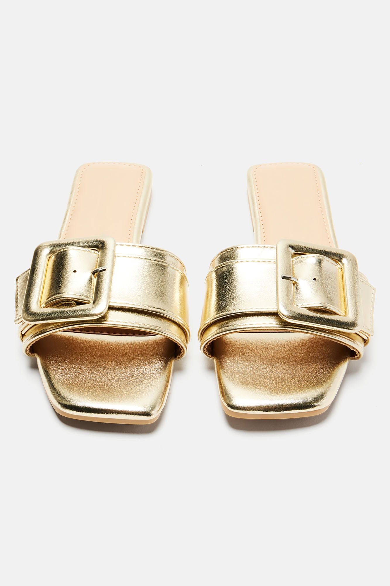 No Attitude Buckle Sandals - Gold sold by Fashion Nova