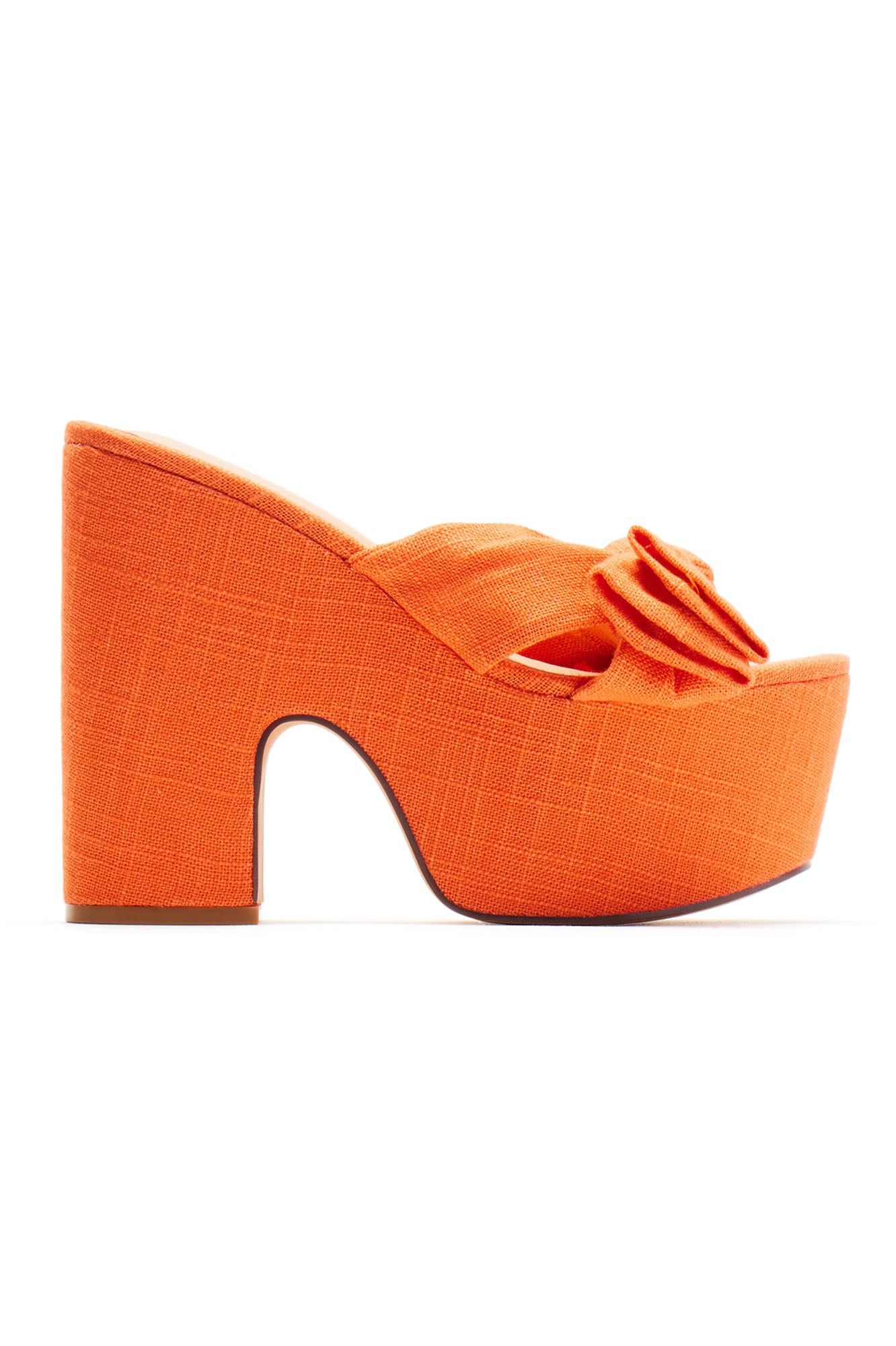 Mabel Bow Linen Platform Mules - Orange sold by Fashion Nova product image thumbnail 2