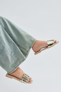 No Attitude Buckle Sandals - Gold sold by Fashion Nova