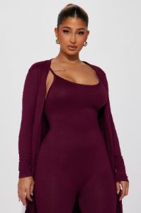 Show Me Comfort Jumpsuit - Wine sold by Fashion Nova