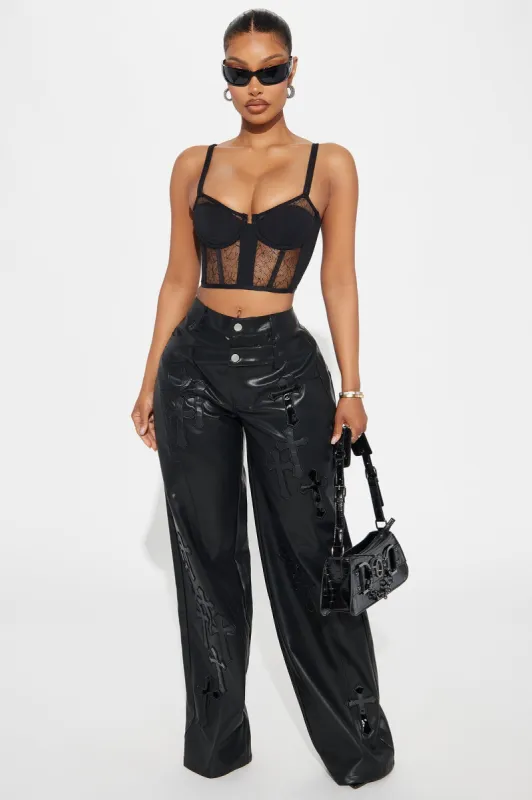 Don't Play Innocent Faux Leather Pant - Black sold by Fashion Nova