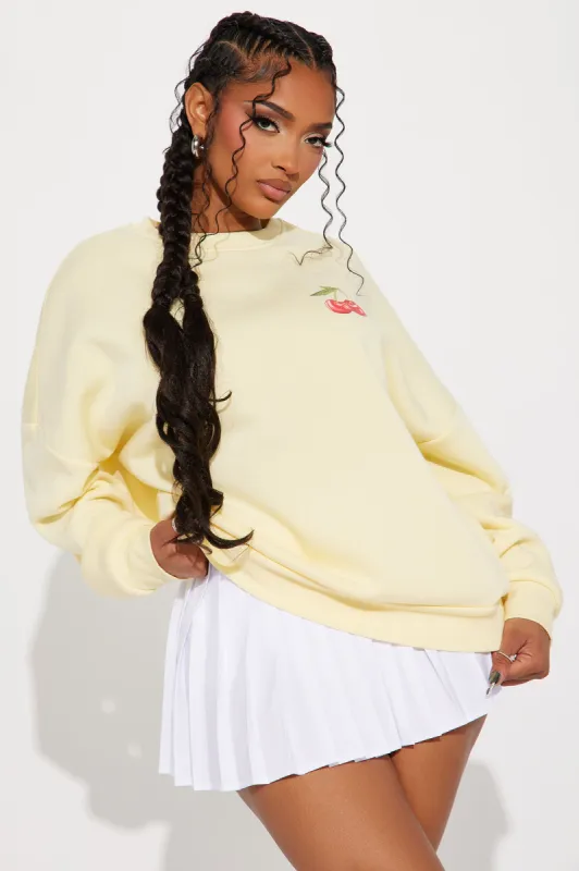 Don't Forget To Take Your Vitamins Cherries Sweatshirt - Yellow sold by Fashion Nova
