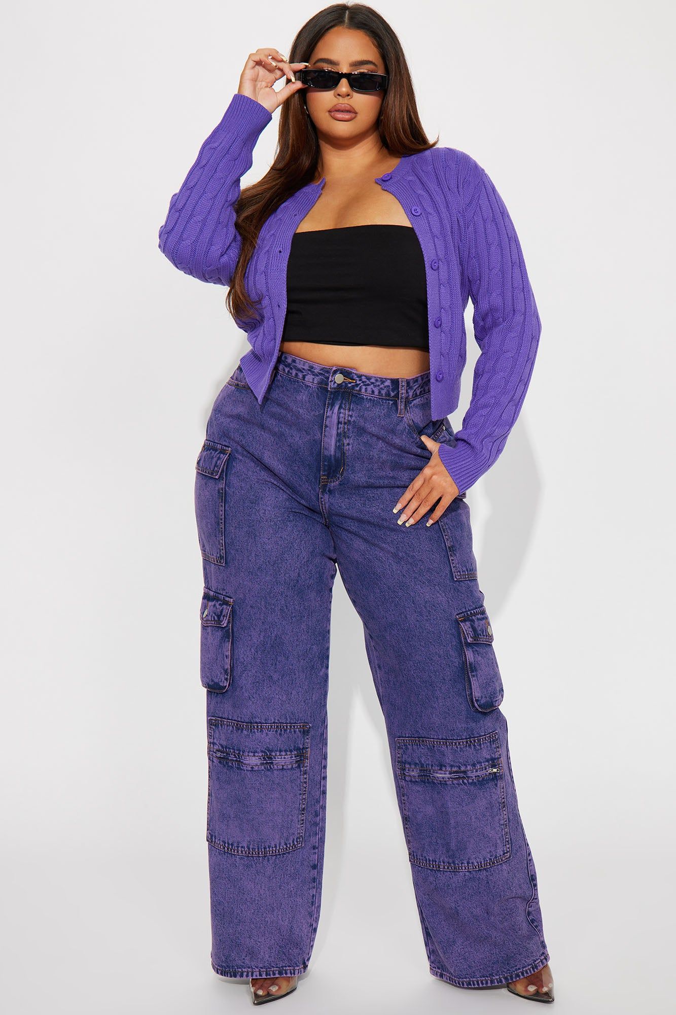 Delphi Cable Knit Cardigan - Purple sold by Fashion Nova product image thumbnail 5