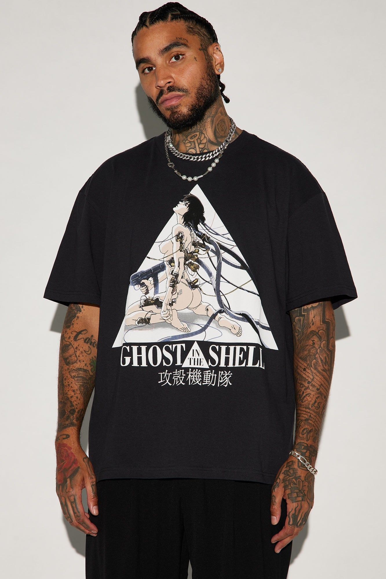 Ghost In The Shell Triangle Oversized Short Sleeve Tee - Black sold by Fashion Nova