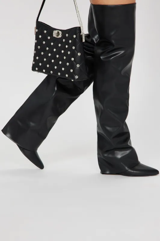 Amari Overlay Boots - Black sold by Fashion Nova