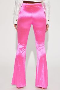 Dance Floor Satin Flare Pant - Fuchsia sold by Fashion Nova