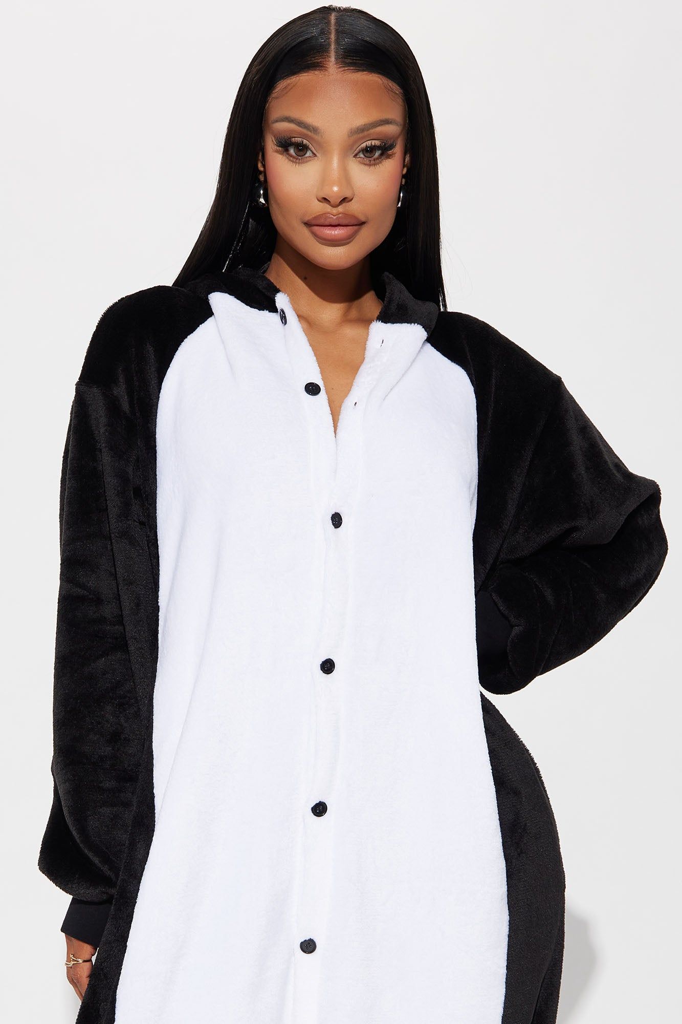 Kitty Cat Plush Costume Onesie - Black/White sold by Fashion Nova product image thumbnail 2