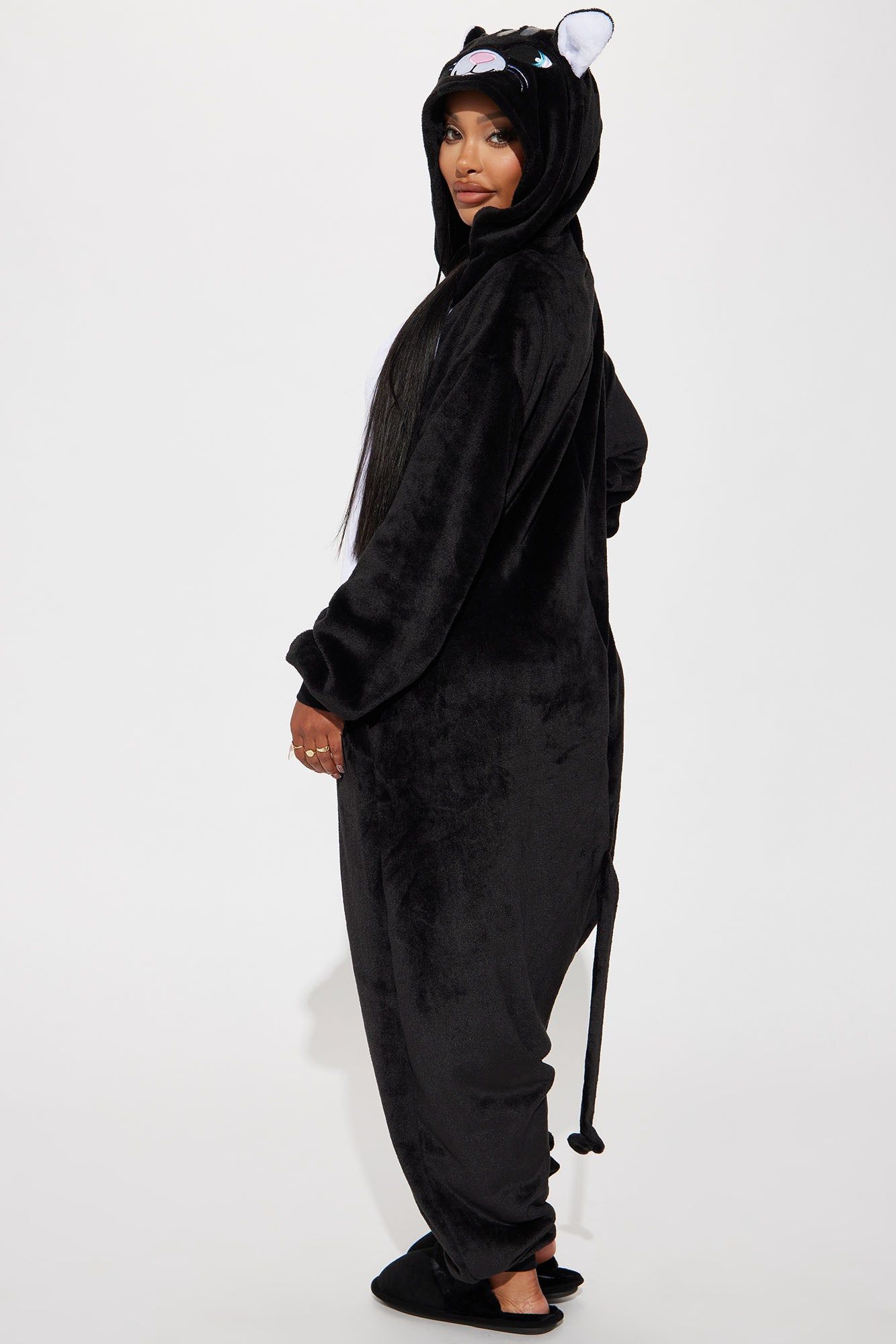 Kitty Cat Plush Costume Onesie - Black/White sold by Fashion Nova product image thumbnail 3