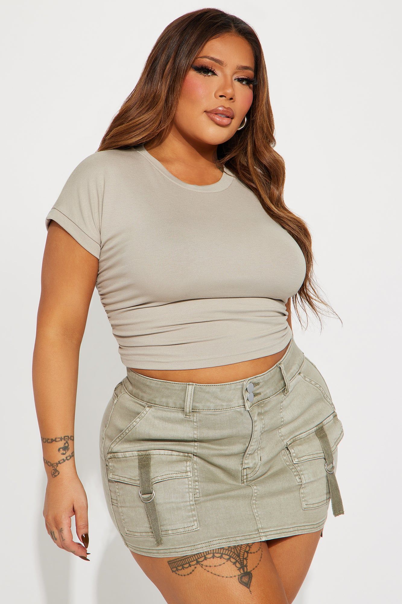 Riley Ruched Tee - Stone sold by Fashion Nova product image thumbnail 4