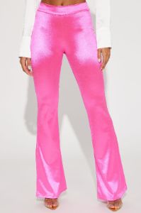 Dance Floor Satin Flare Pant - Fuchsia sold by Fashion Nova