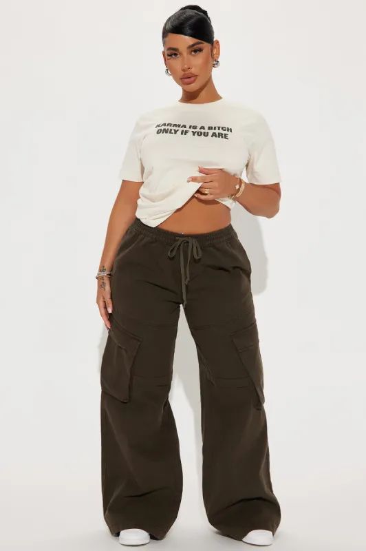 Nice For What Cargo Wide Leg Pant - Olive sold by Fashion Nova